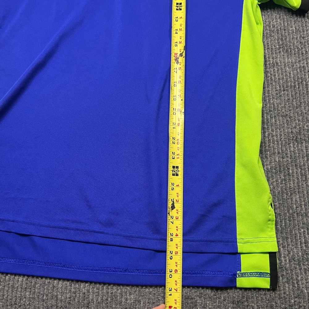 Polo Ralph Lauren Performance Mens Large Blue Lime Green Colorblock Polo Shirt - Picture 3 of 8